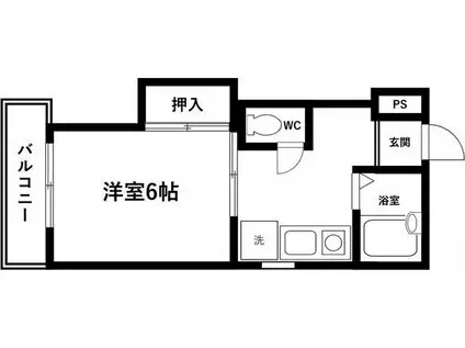 第2門口マンション(1DK/5階)の間取り写真