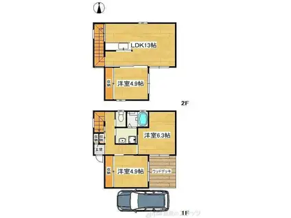 寿町ユニキューブ(3LDK/2階)の間取り写真