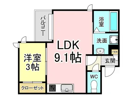 REGALESTラフィエ(1LDK/3階)の間取り写真