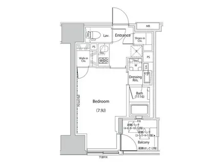 ザ・パークハビオ人形町レジデンス(1K/9階)の間取り写真