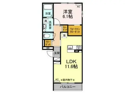 ヴューテラス寺尾の森(1LDK/3階)の間取り写真