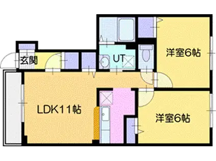 ウエストCOURT(2LDK/1階)の間取り写真