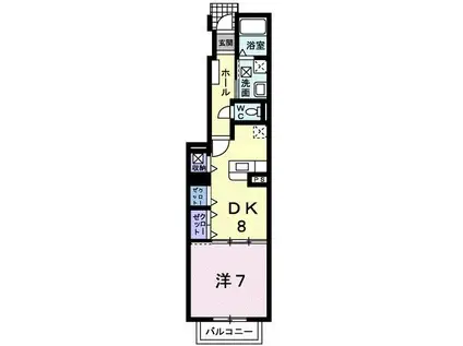 グランディアス赤羽根(1DK/1階)の間取り写真