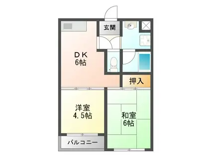 オークヒルズ(2DK/6階)の間取り写真