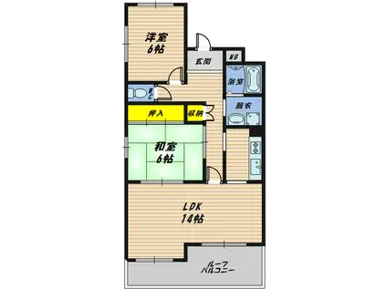 カスティーヨ天満橋(2LDK/4階)の間取り写真