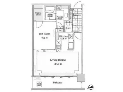 芝浦アイランド ブルームタワー(1LDK/34階)の間取り写真