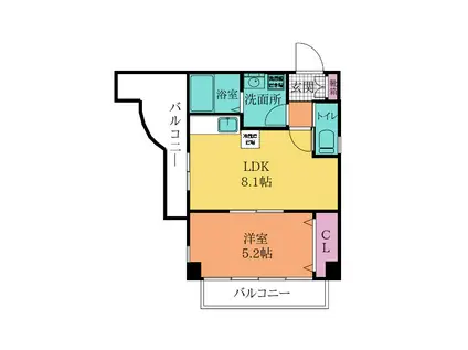 フェルト1713(1LDK/3階)の間取り写真