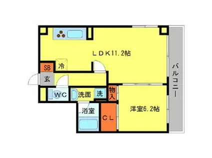 プランドール(1LDK/2階)の間取り写真