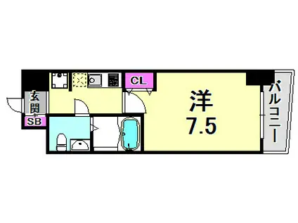 SERENITE三宮(1K/6階)の間取り写真