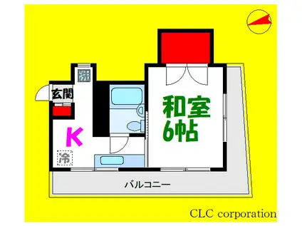 サンハイツ岩田(1K/2階)の間取り写真