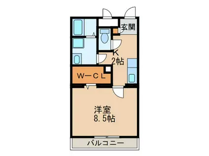 BLOOMING春日井(1K/5階)の間取り写真