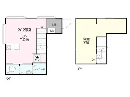 KAVERI(1DK/3階)の間取り写真