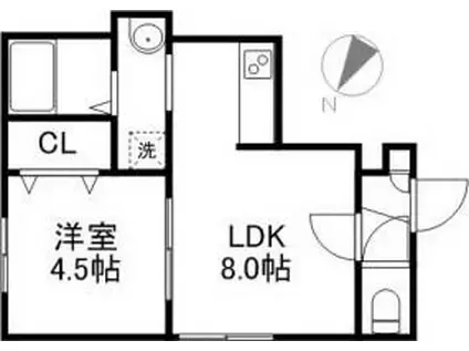 サンライズN5(1LDK/2階)の間取り写真