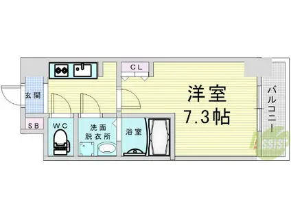 LA DOUCEUR西天満旧S-RESIDENCE西天満GRANDJ(1K/5階)の間取り写真