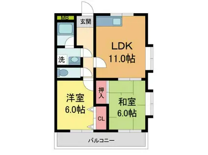 Vコート(2LDK/3階)の間取り写真