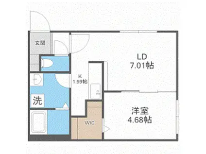 ティアラ南郷(1LDK/3階)の間取り写真