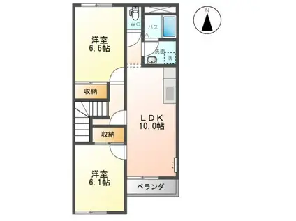 ハイムドルチェ(2LDK/2階)の間取り写真
