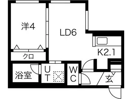 MINES福住(1LDK/1階)の間取り写真