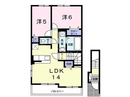 ルッカリー(2LDK/2階)の間取り写真