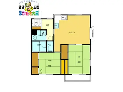 双郷橋コーポ(2LDK/2階)の間取り写真