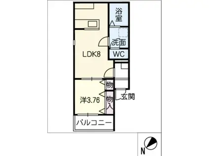 グランフェリオ(1LDK/3階)の間取り写真