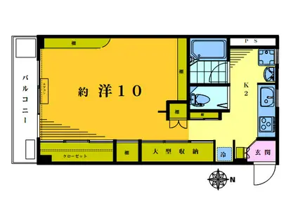 マンション秀苑(1K/2階)の間取り写真