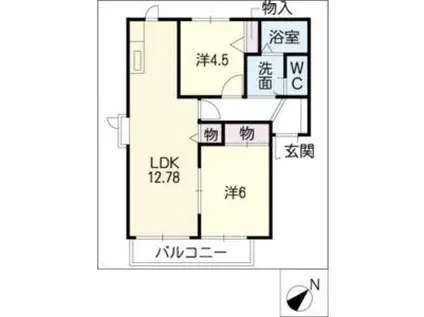 ディアス白樺(2LDK/1階)の間取り写真