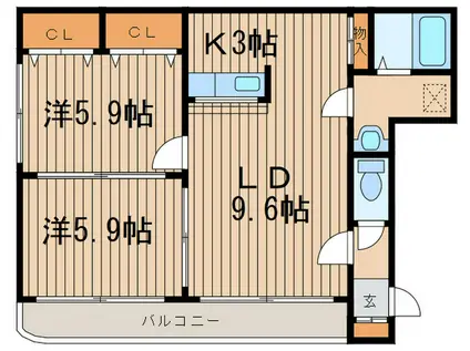 グランメールエスト(2LDK/3階)の間取り写真
