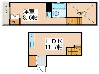 エーキューブ(1LDK/5階)の間取り写真