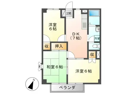 ニューシティ塚原(3DK/1階)の間取り写真