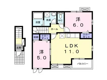 プリムローズB(2LDK/2階)の間取り写真
