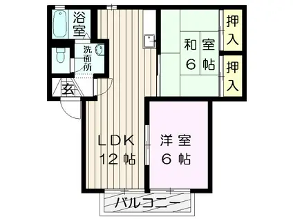 アクティ・テンB棟(2LDK/2階)の間取り写真