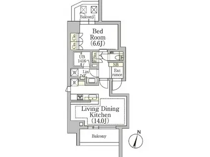 プライムガーデン西麻布(1LDK/2階)の間取り写真