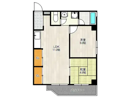 松本第2マンション(2DK/3階)の間取り写真