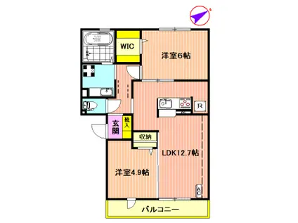 ルシアンB(2LDK/3階)の間取り写真