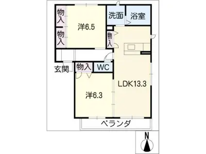 ブルームクロス(2LDK/1階)の間取り写真