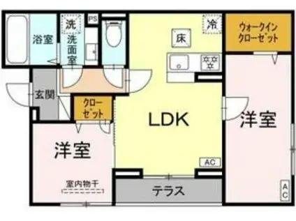 WITH GRACE HEAVEN(2LDK/2階)の間取り写真