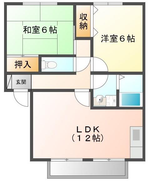 ブルーパール B(2LDK/2階)の間取り写真