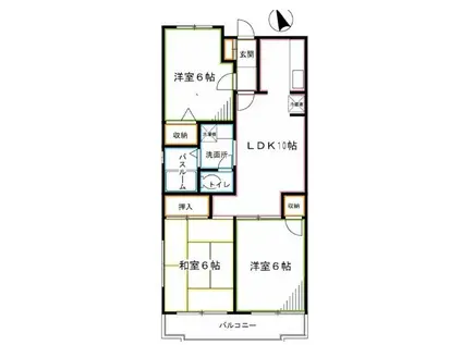 ウィンダム宮前(3LDK/3階)の間取り写真