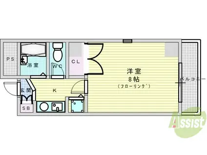 ハシモトエージェンシー1(1K/8階)の間取り写真