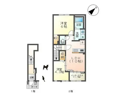 ソレイユ メイ(2LDK/2階)の間取り写真