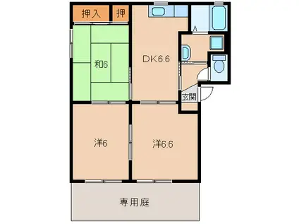 グリーンヒル舩木(3DK/1階)の間取り写真