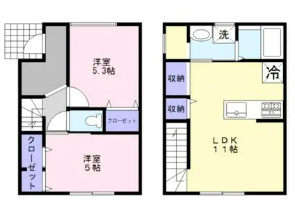 GLOBE HOUSE(2LDK/1階)の間取り写真