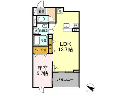 AROMAIII(1LDK/2階)の間取り写真