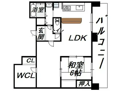 ＪＲ大阪環状線 寺田町駅 徒歩5分 9階建 築37年(1SLDK/7階)の間取り写真