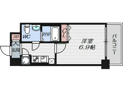 レジュールアッシュ大阪城NORD(1K/8階)の間取り写真