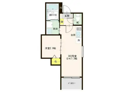 MODERN CHARME SOLAR(1DK/3階)の間取り写真