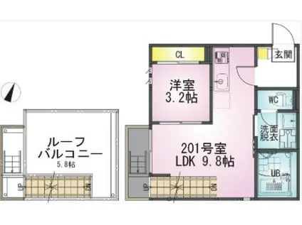 GRANDTIC 大宮(1LDK/2階)の間取り写真