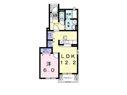 エアリーレジデンス(1LDK/1階)の間取り写真