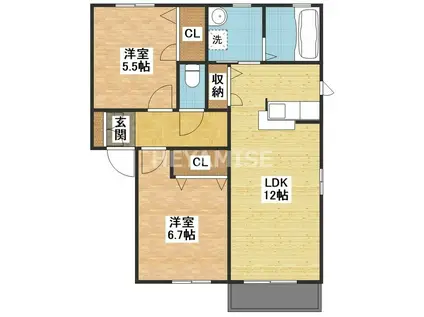 コーポ松尾・F(2LDK/2階)の間取り写真
